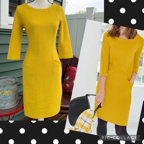 Boden Dresses & Skirts - Boden Jasmine Ottoman Ribbed Dress in Saffron Yellow Size 4L